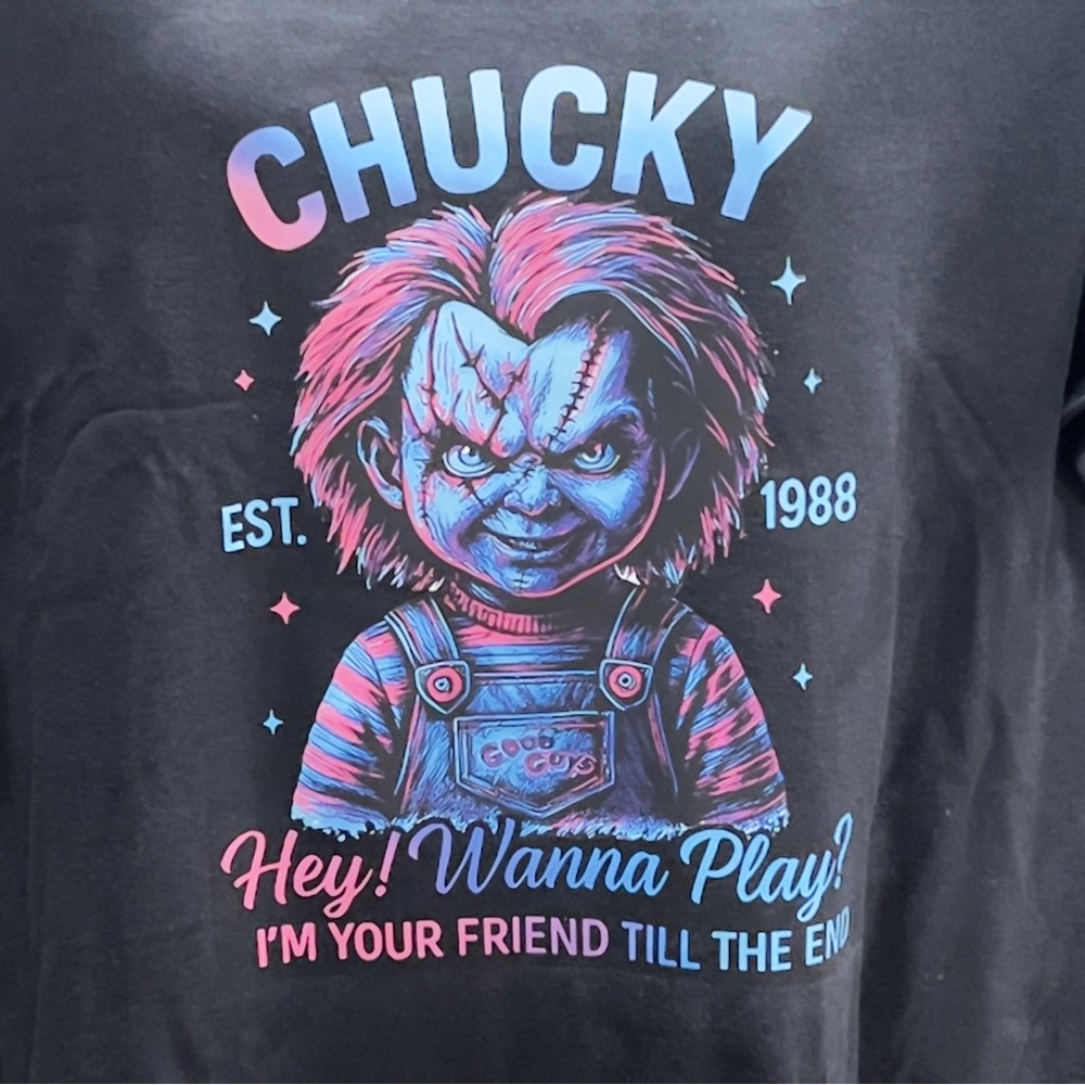 Custom black light activated Chucky Graphic  Tee-Shirt